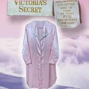 Victoria’s Secret Vintage Gold Label Blush Pink Silk Nightgown Long Sleeve 90s